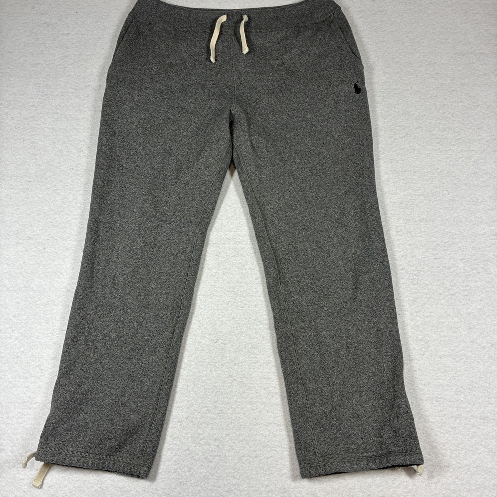 Polo Ralph Lauren Sweatpants Mens Large Gray Drawstring Hem Fleece Jogger Preppy